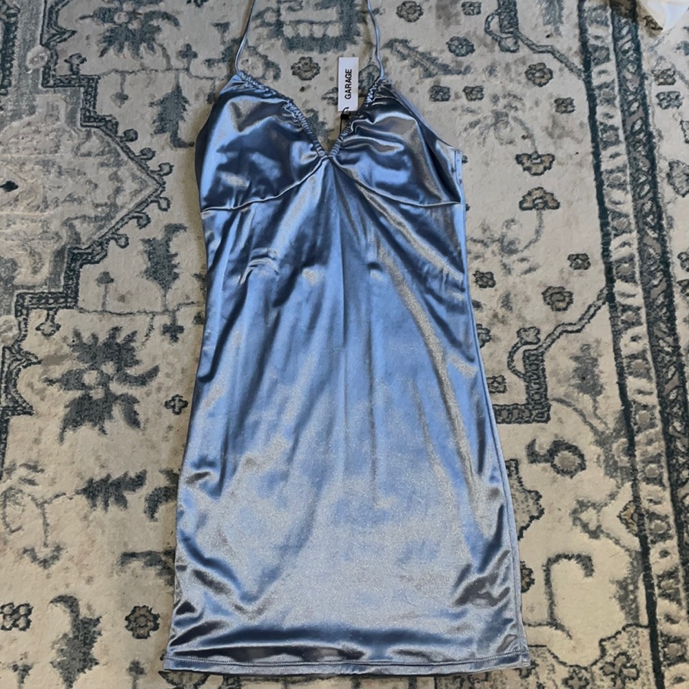 Garage Blue Silk Mini Dress